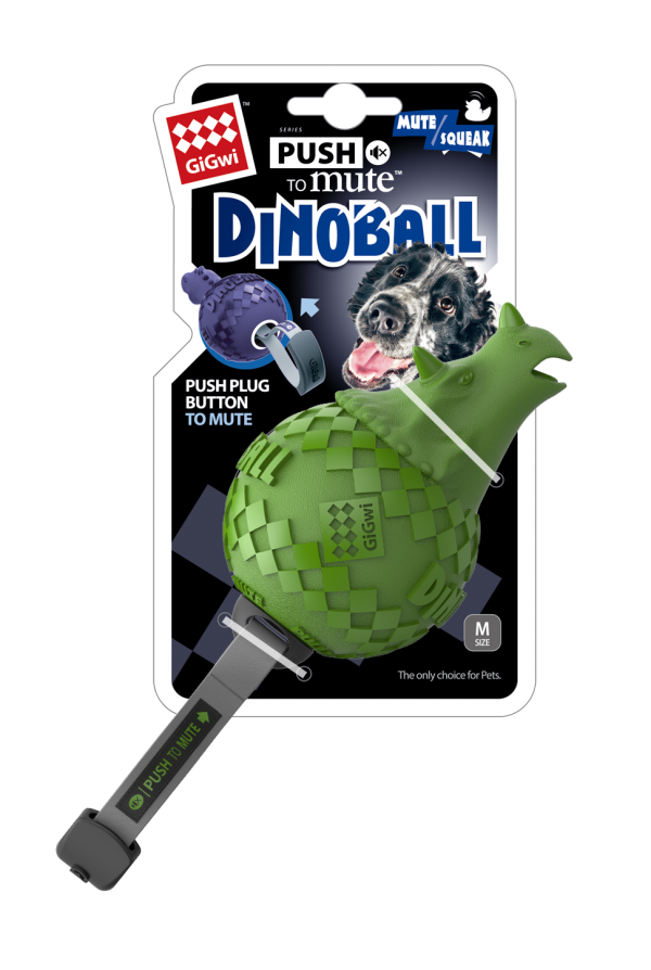 צעצוע לכלבים GiGwi Dinoball Triceratops 'Push To Mute' (6460)